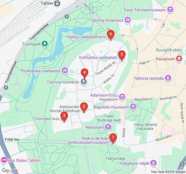 Route map for Toompea Heights: Knights and Noblemen