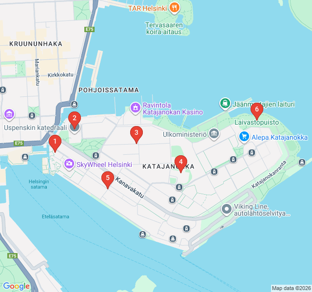 Route map for Katajanokka Art Nouveau and Maritime Heritage