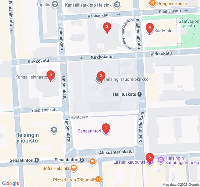 Route map for Neoclassical Heart of Helsinki