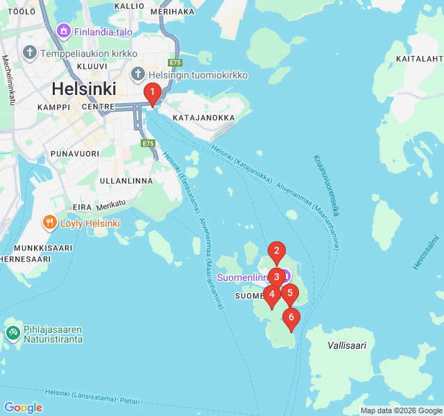 Route map for Suomenlinna Sea Fortress Expedition