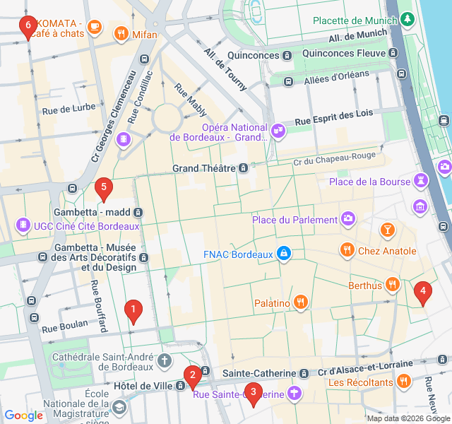 Route map for Bordeaux’s Roast & Ritual: The Coffee Culture Walk