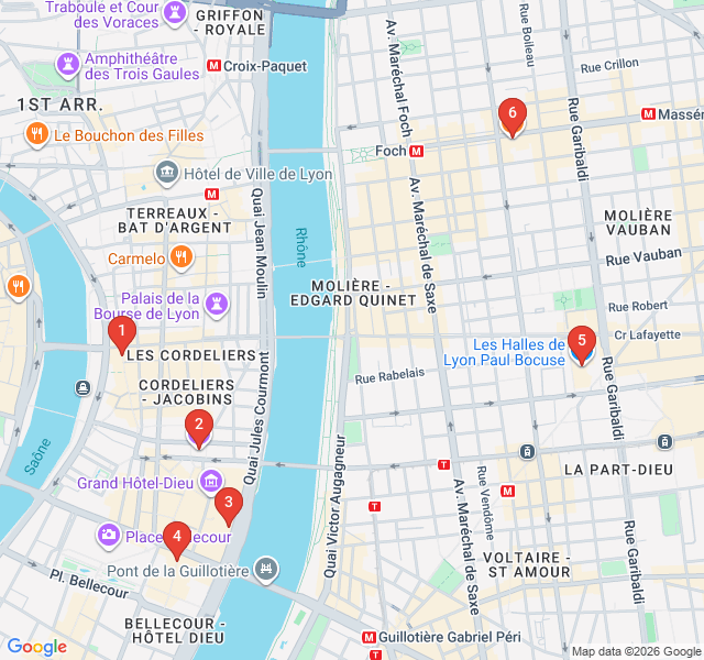 Route map for Gourmet Lyon: The Halles Paul Bocuse Pilgrimage