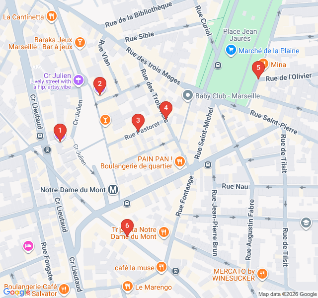 Route map for Creative Pulse: Cours Julien Street Art Safari