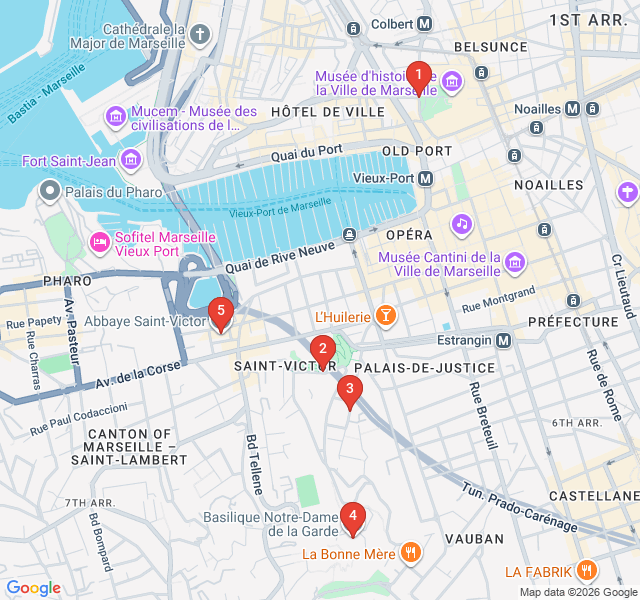 Route map for The Good Mother: Climbing to Notre-Dame de la Garde