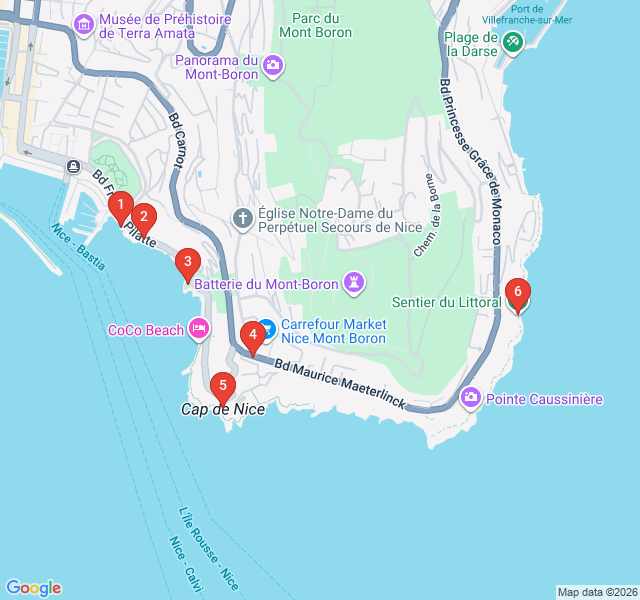 Route map for The Azure Edge: Coastal Path to Cap de Nice