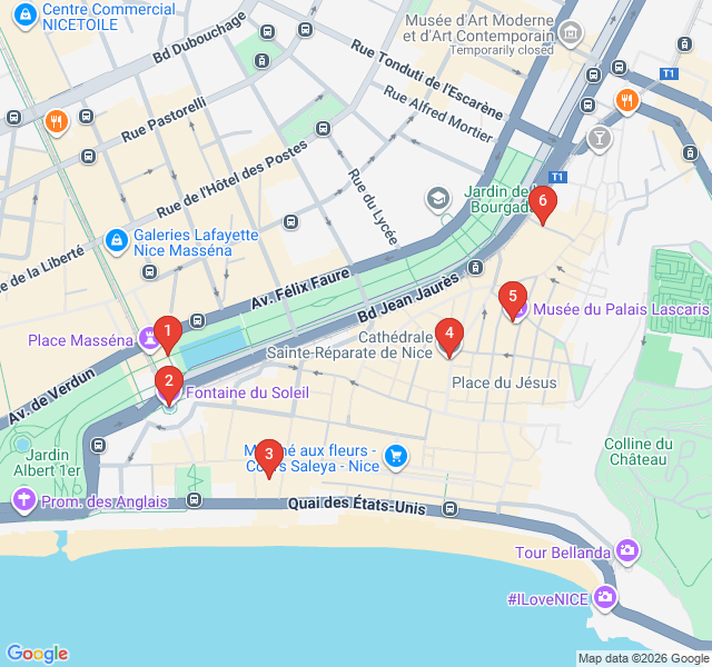 Route map for Hidden Alleys of Old Nice