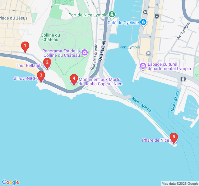 Route map for Maritime History and the Quai Rauba Capeu