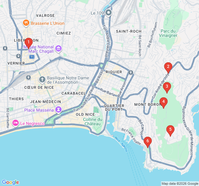 Route map for Panoramic Peaks: The Mont Boron Sunset Hike