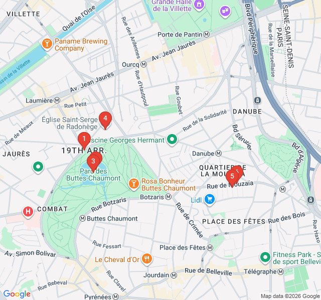 Route map for Heights of the 19th: Buttes-Chaumont and Beyond