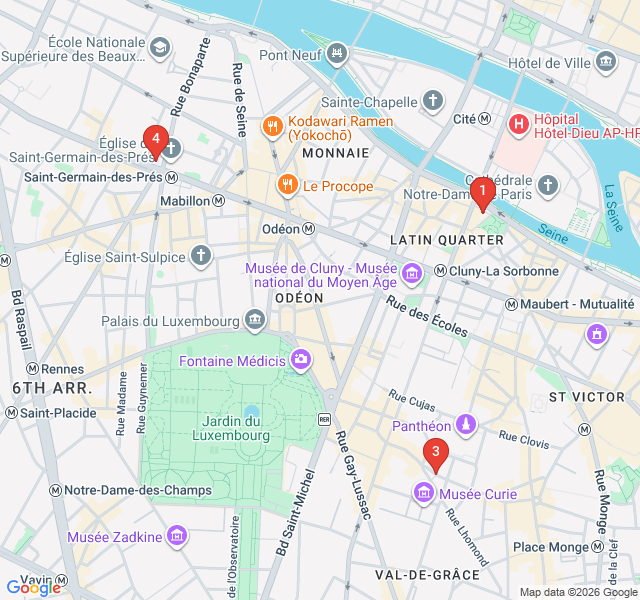 Route map for Hemingway's Lost Generation in Saint-Germain