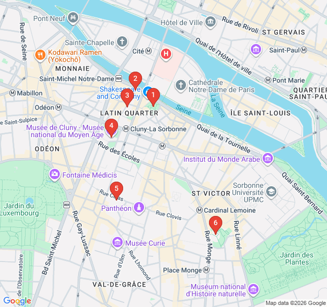 Route map for Medieval Latin Quarter Secrets