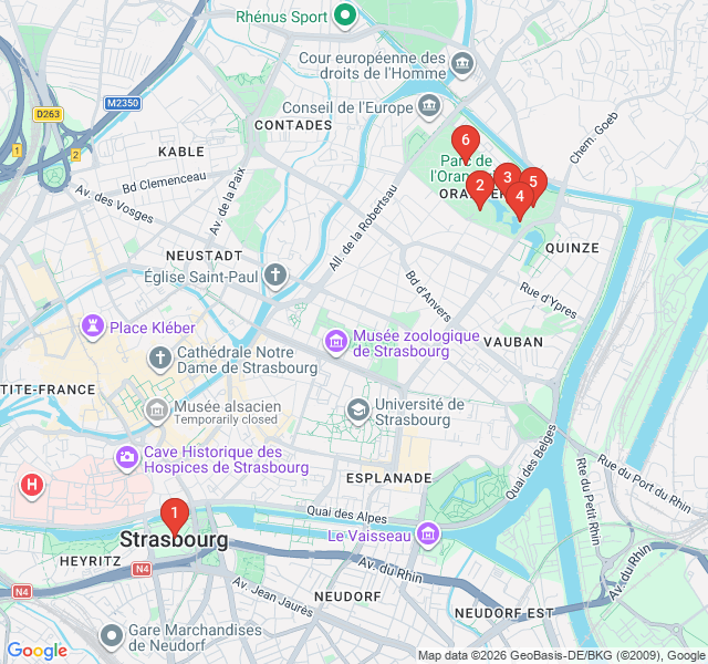 Route map for The Green Heart: Parc de l'Orangerie Walk