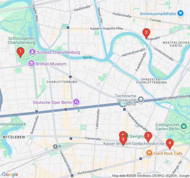 Route map for Charlottenburg’s Golden Twenties: Literary Cafes and Art