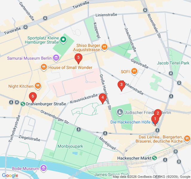 Route map for Hidden Courtyards of the Scheunenviertel