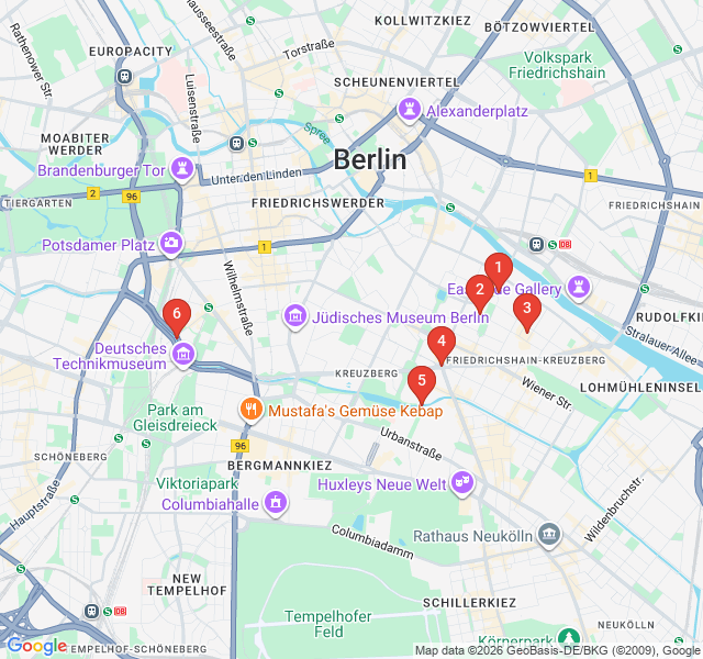 Route map for Kreuzberg’s Counter-Culture: Punk, Squats, and Street Art