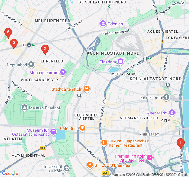 Route map for Murals and Makers: Ehrenfeld's Urban Canvas