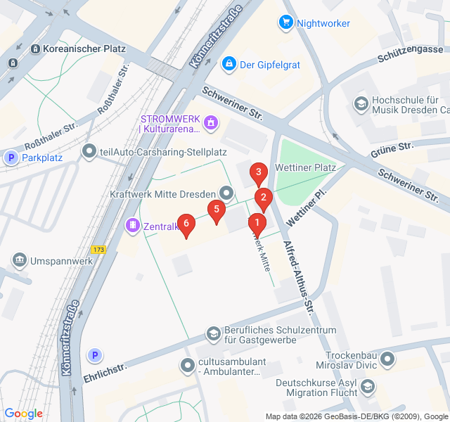 Route map for Kraftwerk Mitte: Art in the Power Plant
