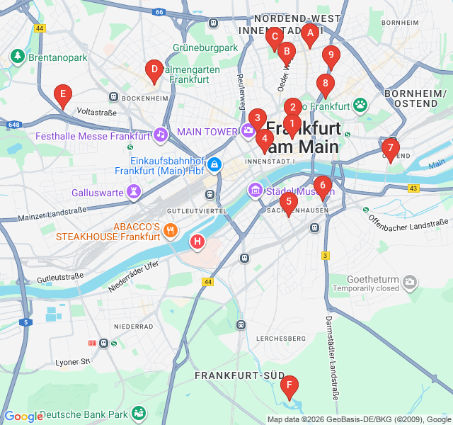 Route map for Nordend Lifestyle: Cafes, Boutiques, and Bohemian Vibes