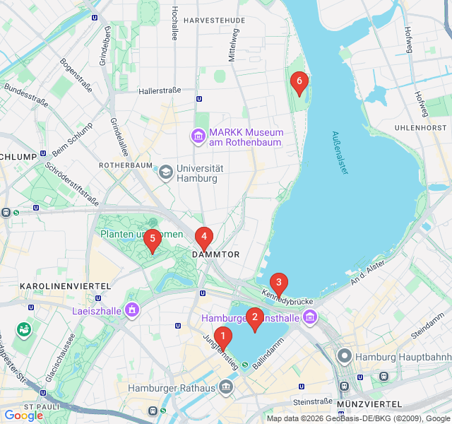Route map for Lake & Luxury: The Alster Shoreline Walk