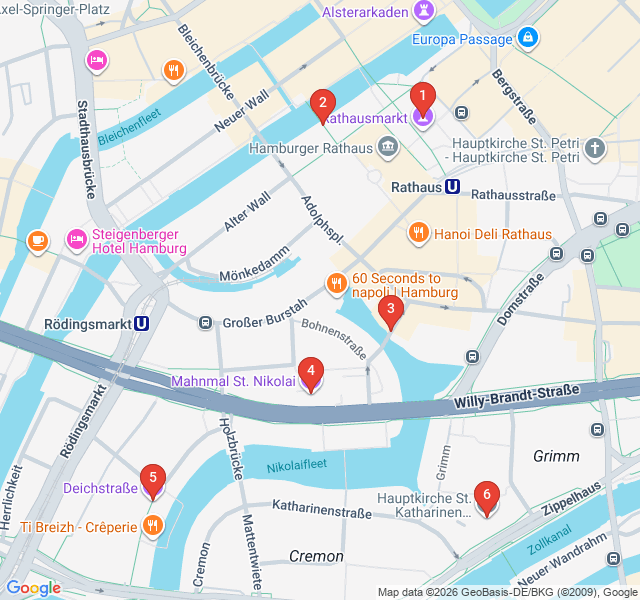 Route map for Medieval Echoes: Hamburg’s Old Town Origins