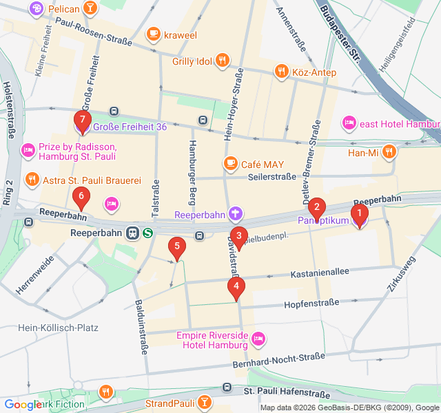 Route map for The Sinful Mile: St. Pauli & Reeperbahn Legends