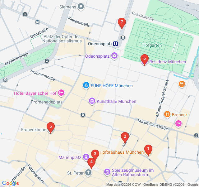 Route map for The Heart of Old Munich: Monks, Kings, and Clockwork