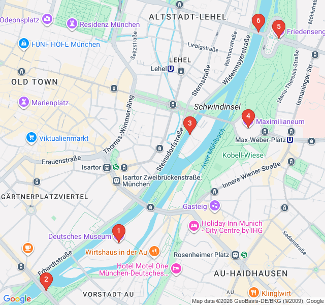 Route map for Riverscapes and Renaissance: Along the Isar Banks