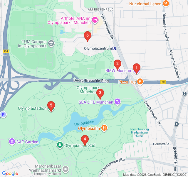 Route map for Futuristic Munich: BMW Welt and the Olympic Legacy