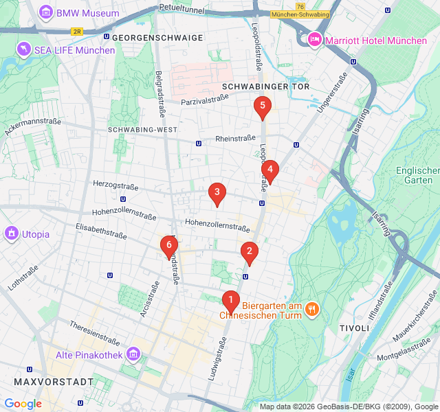 Route map for Bohemian Rhapsody: Schwabing’s Intellectual Heritage