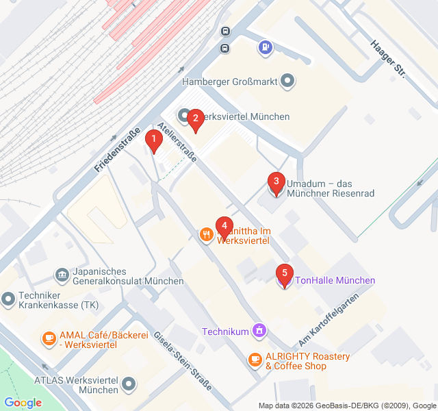 Route map for Nightlife and Street Art: The Werksviertel-Mitte Vibe