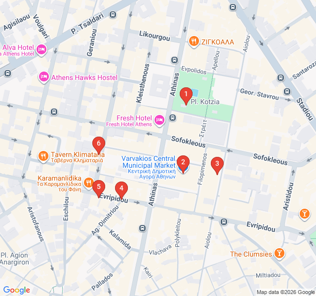 Route map for Culinary Secrets of the Varvakios Market