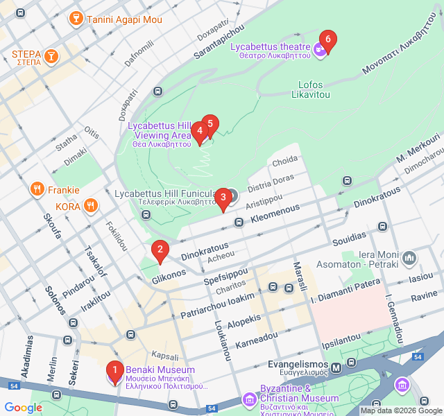 Route map for The Lycabettus Peak Challenge
