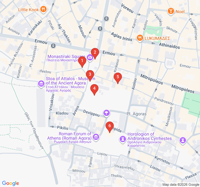 Route map for Multicultural Layers of Monastiraki