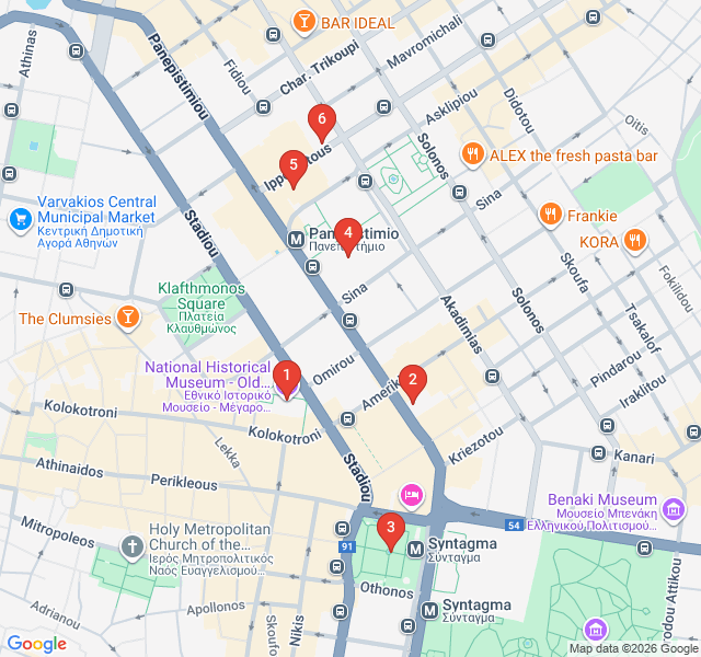 Route map for Neoclassical Splendor of the Athenian Trilogy