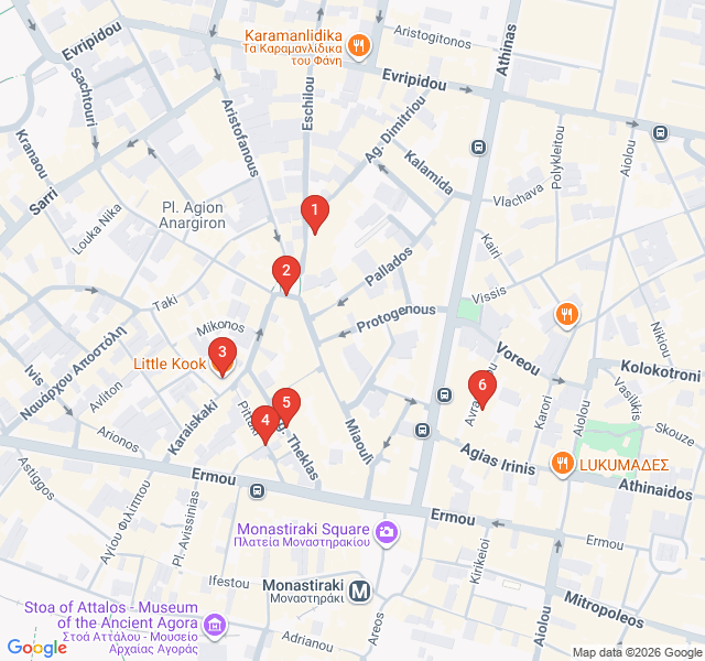 Route map for Psirri Artisans and After-Dark Energy
