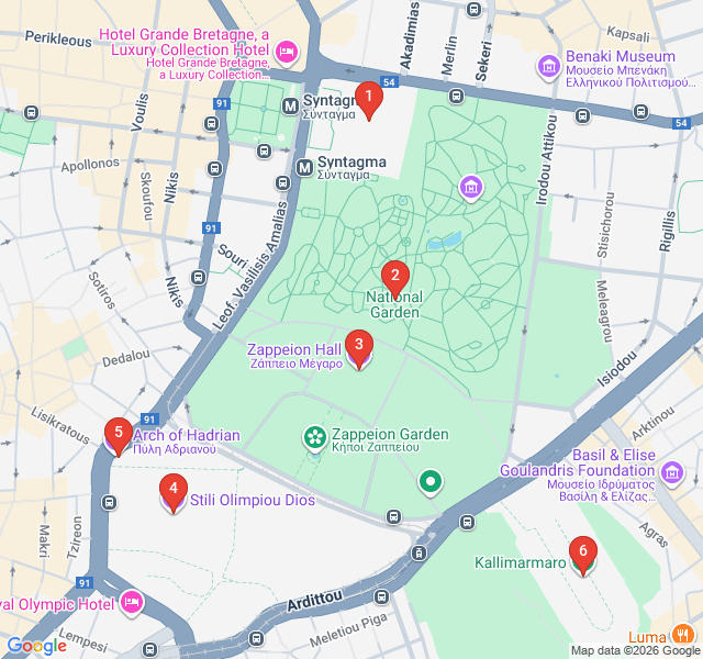 Route map for Royal Gardens and Ancient Temples
