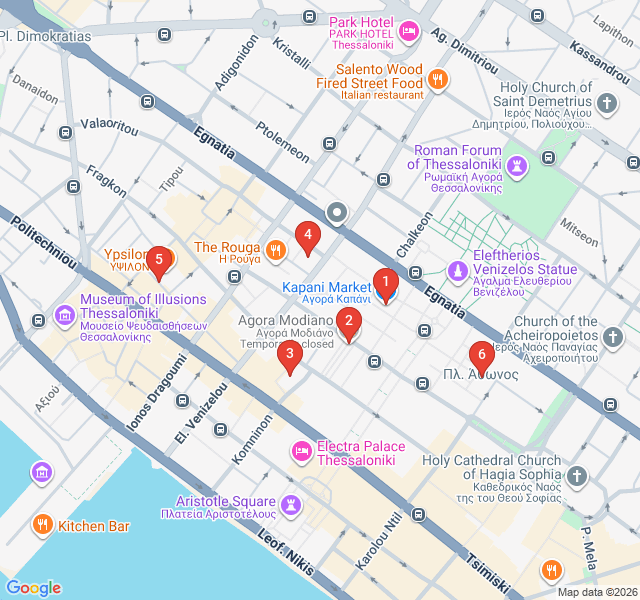 Route map for The Culinary Pulse of Modiano and Kapani Markets