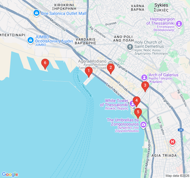 Route map for Literary Thessaloniki: Poets and Prose by the Sea