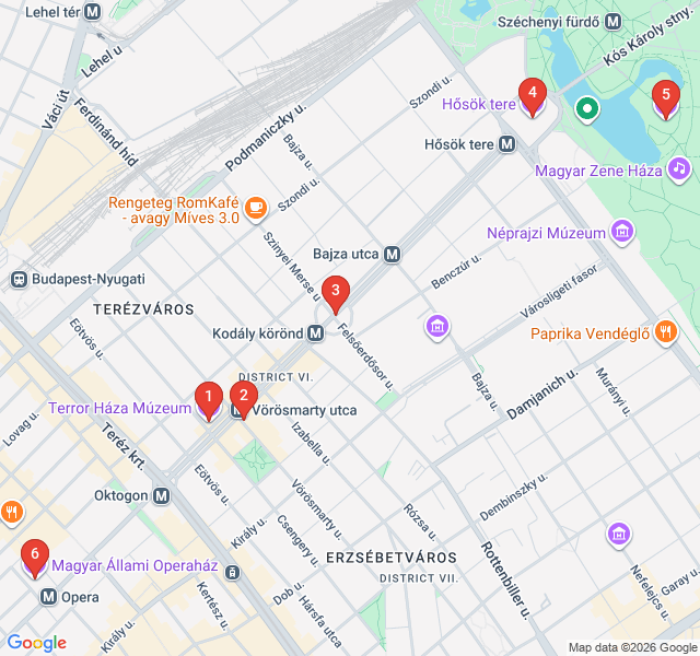 Route map for Andrássy Avenue: The Hungarian Champs-Élysées