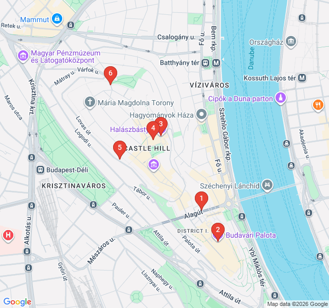 Route map for Royal Buda Castle Heights