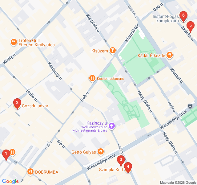 Route map for Ruin Bars and Street Art of Erzsébetváros