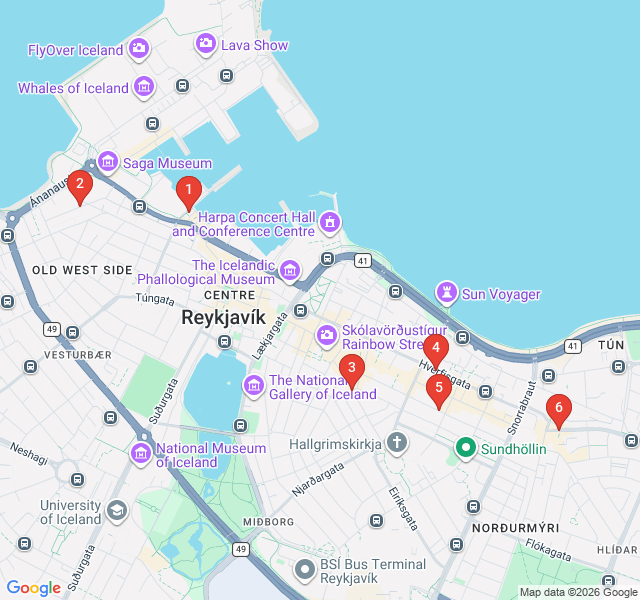 Route map for Walls of Wonder: Reykjavik Street Art