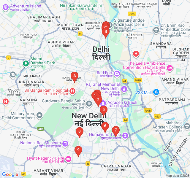 Route map for Little Tibet: A Majnu Ka Tilla Walk