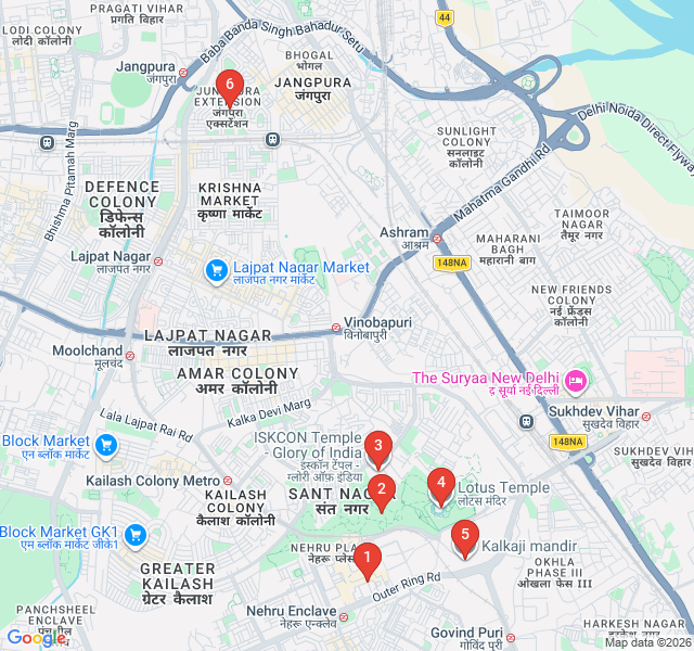 Route map for The Modern Spirits of South Delhi