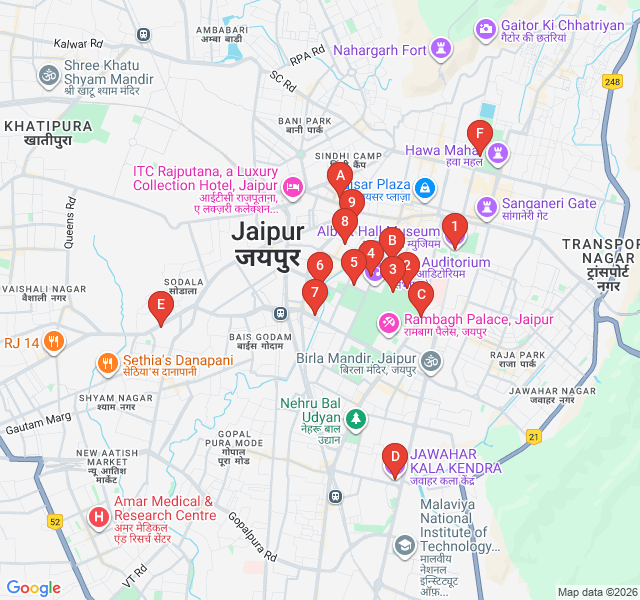 Route map for Chic Jaipur: Cafes and Galleries of C-Scheme