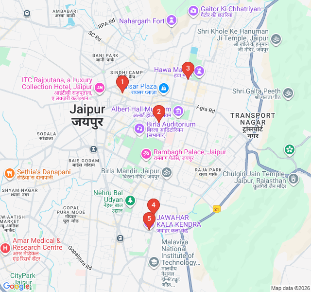 Route map for The Literary Trail: Jaipur’s Intellectual Heritage