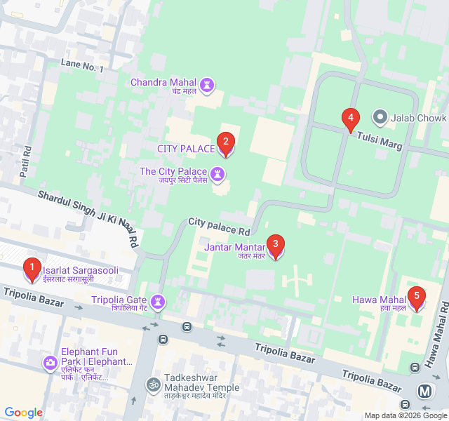 Route map for Regal Footsteps: The Maharaja’s Jaipur