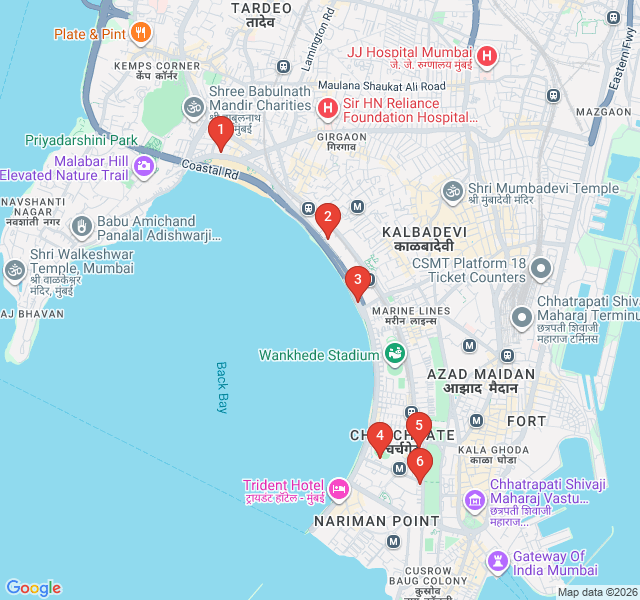 Route map for Art Deco Elegance of Marine Drive