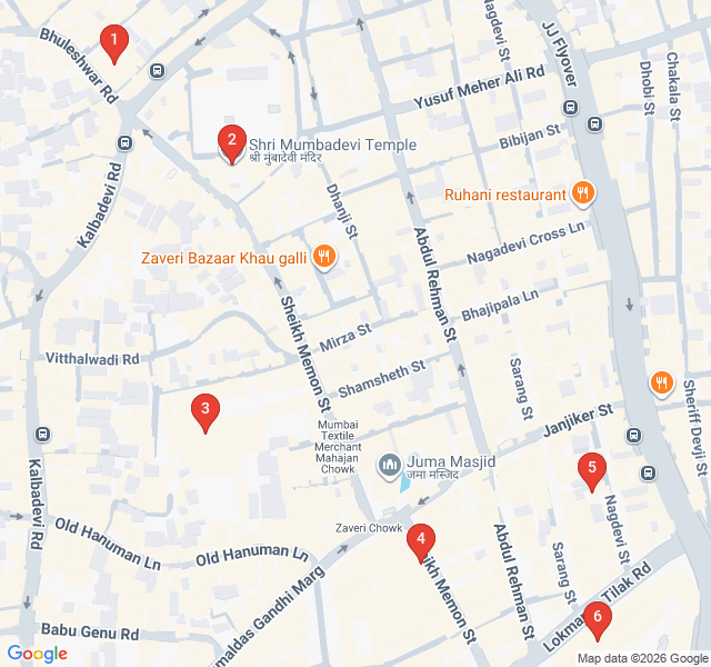 Route map for Bazaar Chaos: Markets of Kalbadevi