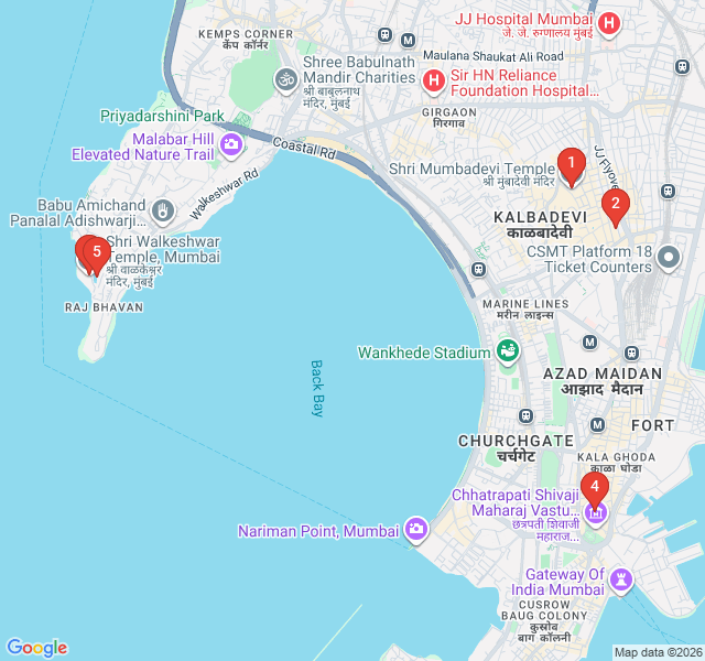 Route map for Sacred Spaces of South Mumbai
